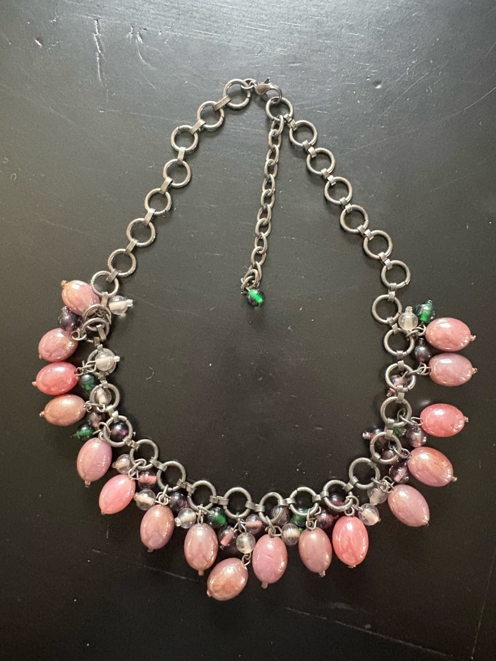 Dark pink Beaded Charm Chain Necklace - Women Jewelry